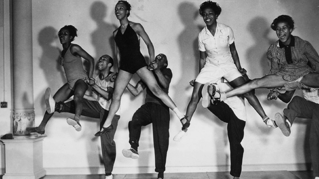 Savoy Ballroom lindy hoppers rehearsing for the film Hellzapoppin' in 1941.