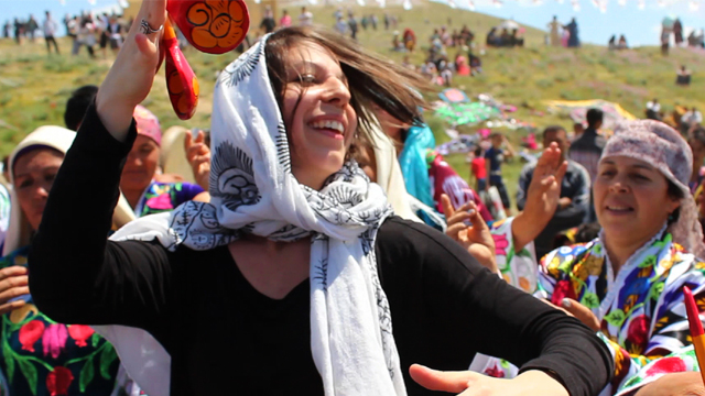 Mickela dancing at the Asrlar Sadosi Festival in Navoi, Uzbekistan.