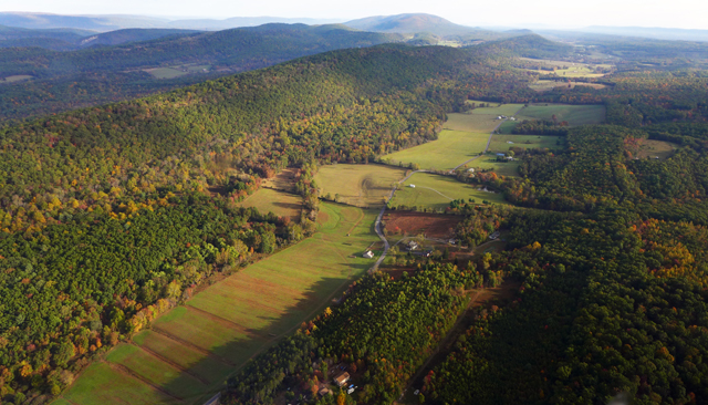 An aerial view near Romney, West Virginia.