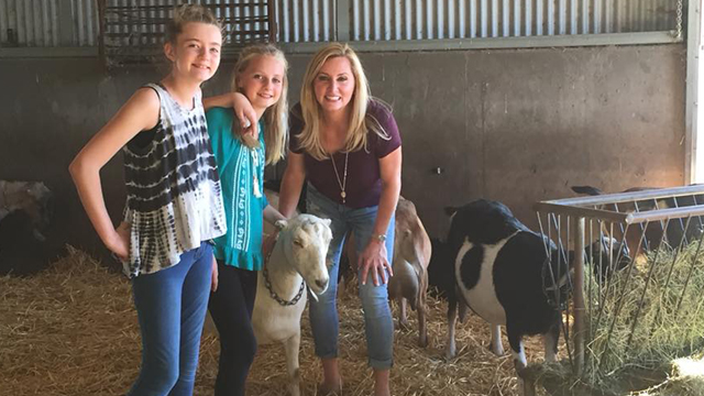 Host Colleen Kelly and her daughters meet some friendly and adorable goats at the Pennyroyal Farm in Medocina County, Caifornia.
