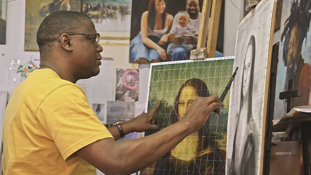 Artist Aderbanji Alade recreates Da Vinci's painting techniques from scratch